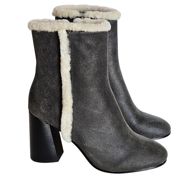 Joie Lorring Shearling Ankle Bootie Women's Size 10 EU 40 Glam Night Out Party - Picture 1 of 13
